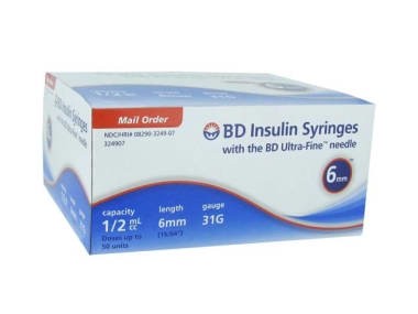 BD Insulin Syringes with BD Ultra-Fine Needle 100U 31G 6MM (Pack OF 2)